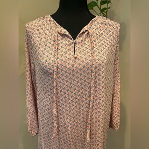 Croft & Barrow Pink and Black Geometric Blouse
